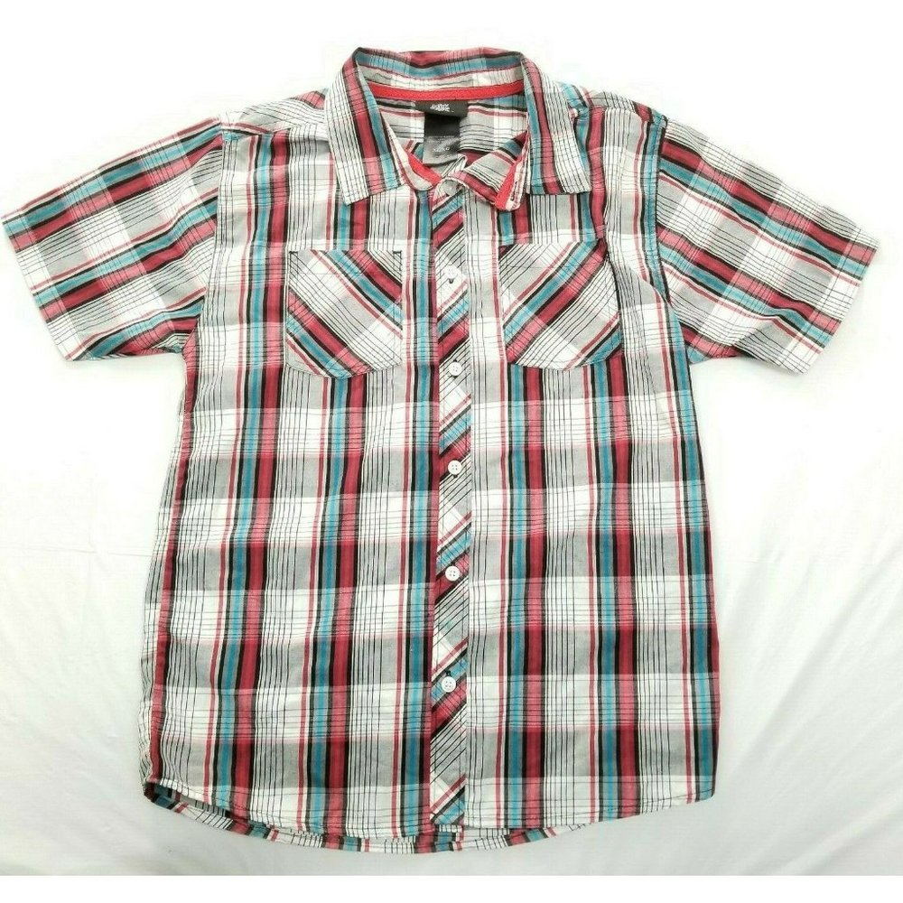 mick mack kids plaid shirt size xl red blue black